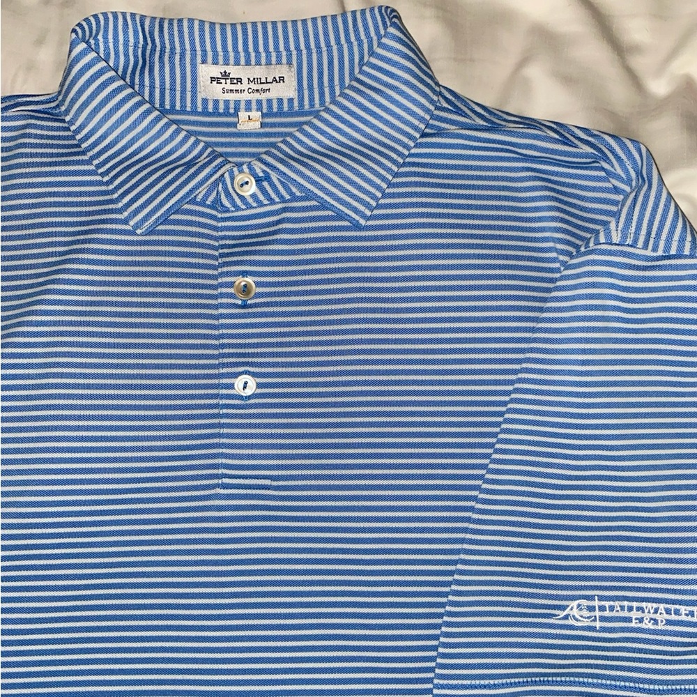 Peter Millar Blue Striped Polo Shirt